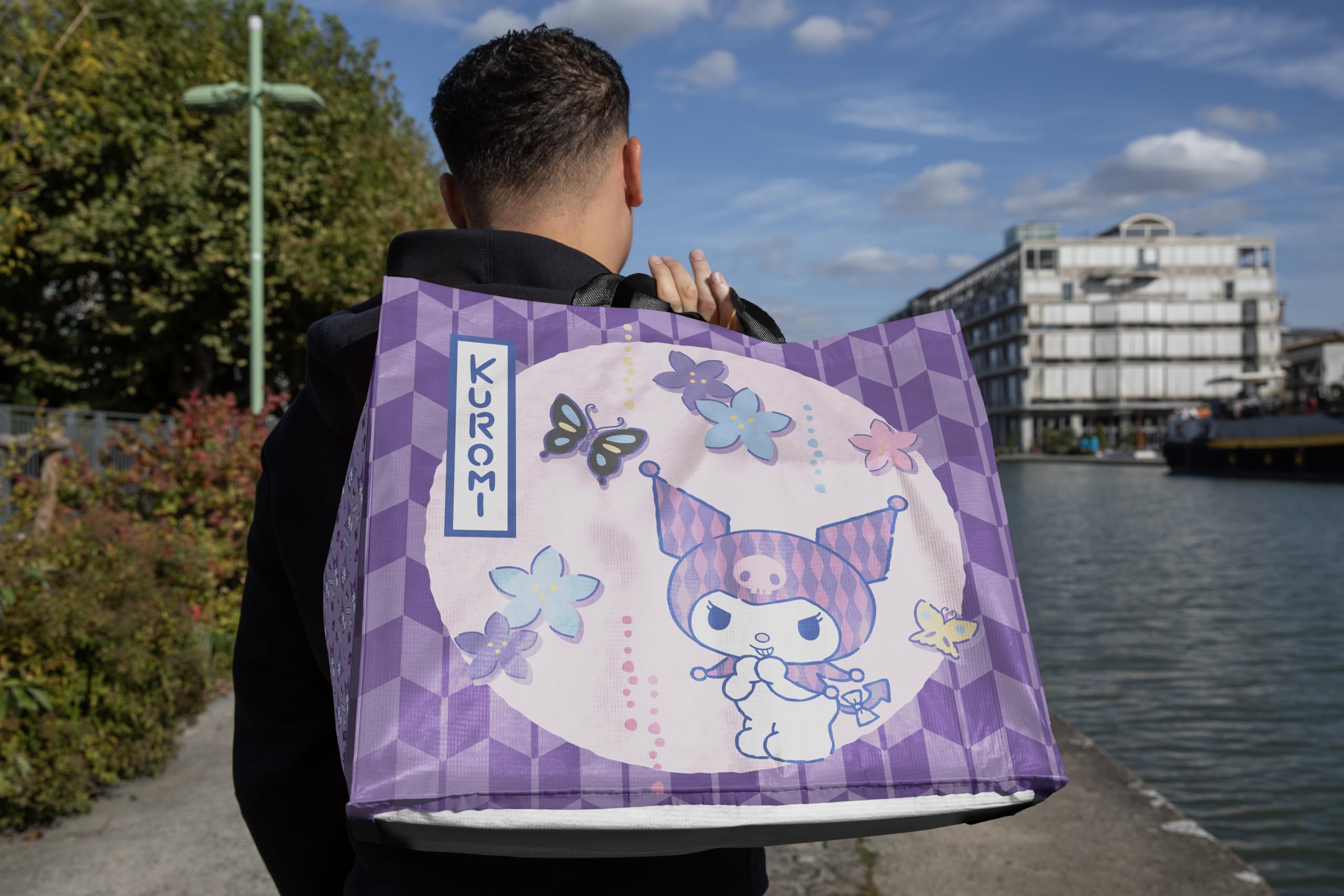 Konix Hello Kitty shopper M 40x45x20 Kuromi viola rosa