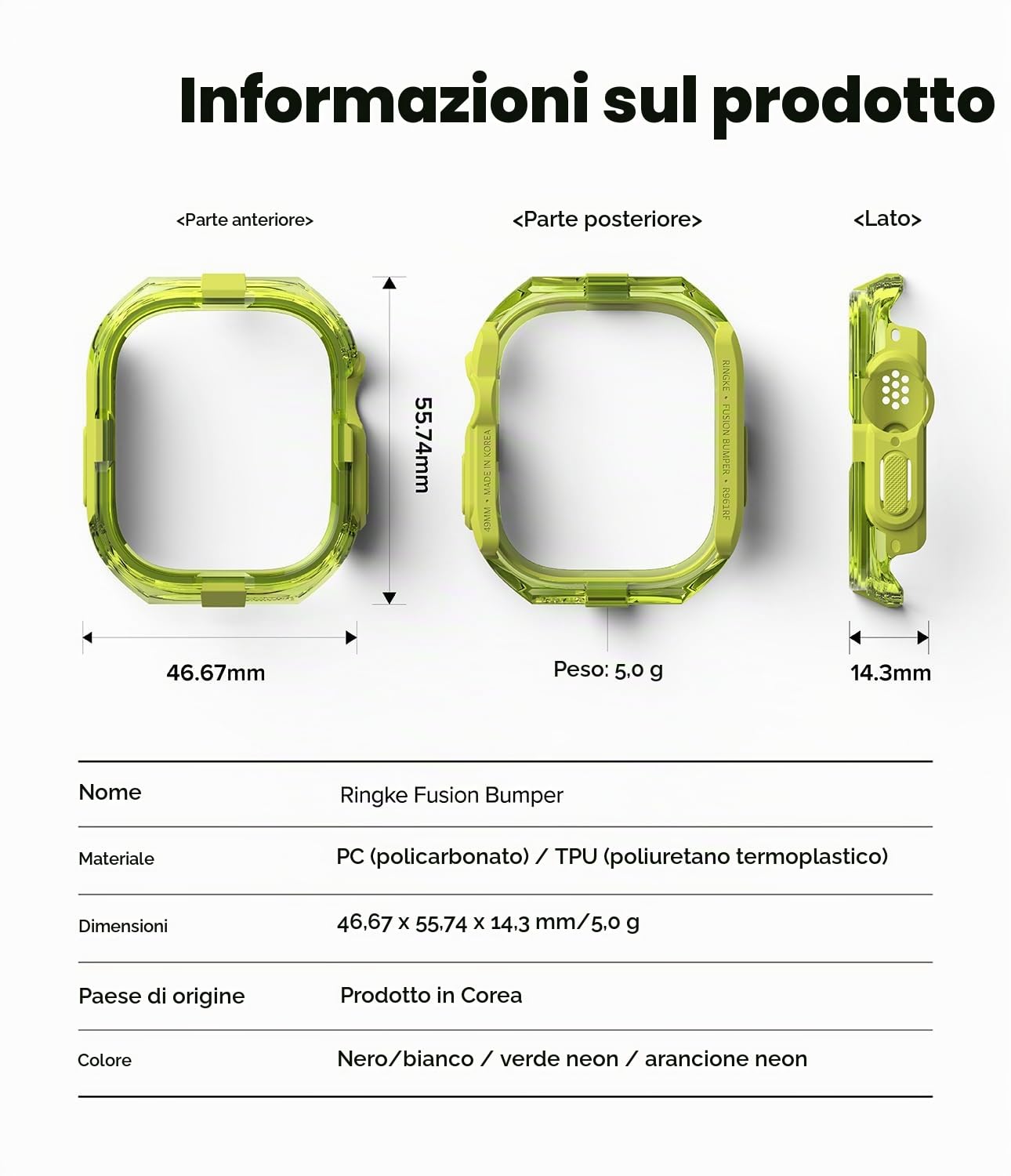 Ringke Fusion Bumper cover Apple Watch Ultra verde neon 49mm