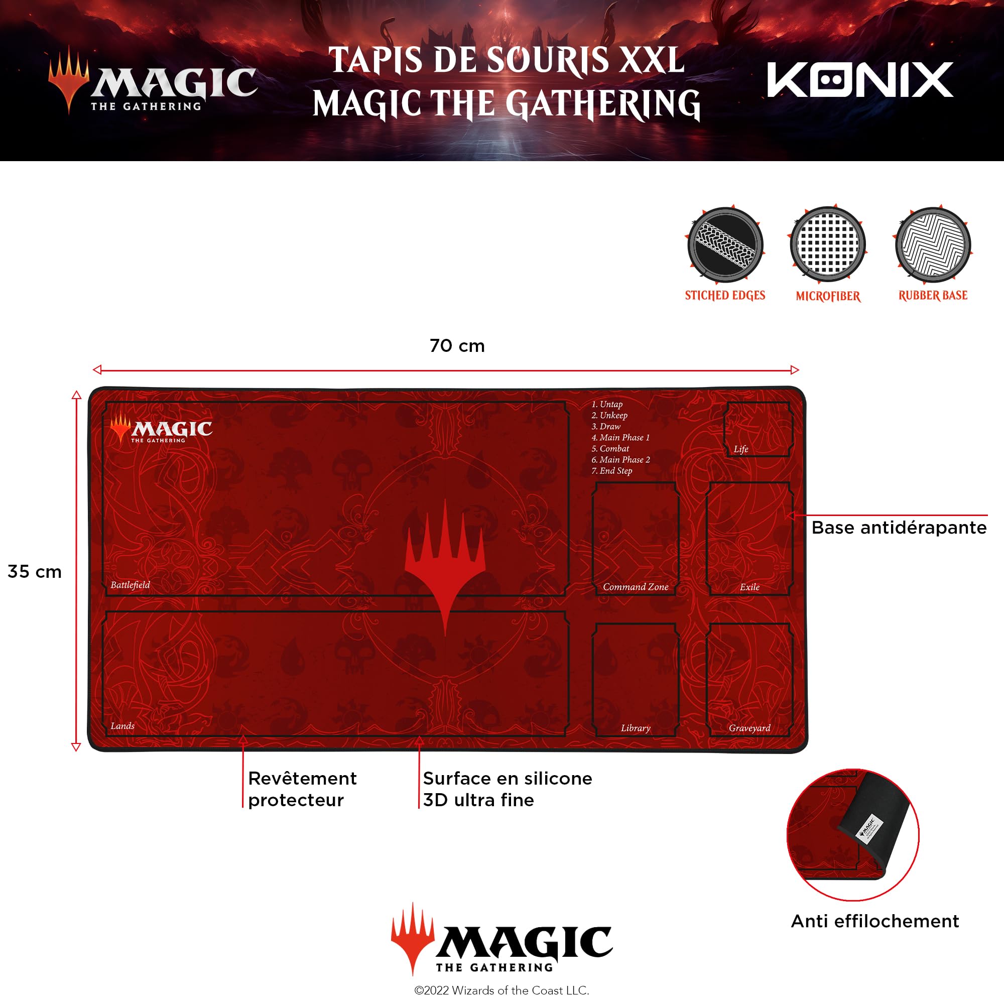 Konix Magic Tappetino Mouse Gaming XXL 70x35 cm Rosso
