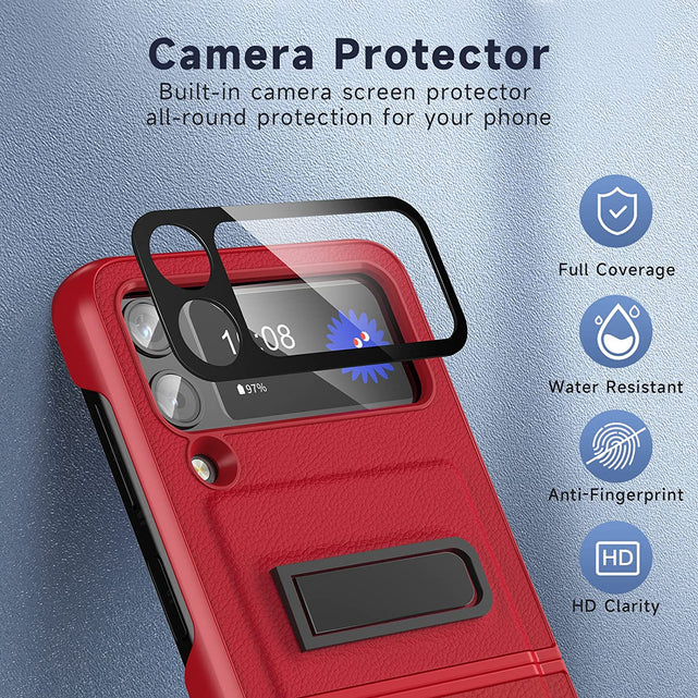 Redpepper Galaxy Z Flip 4 cover pelle rossa con stand
