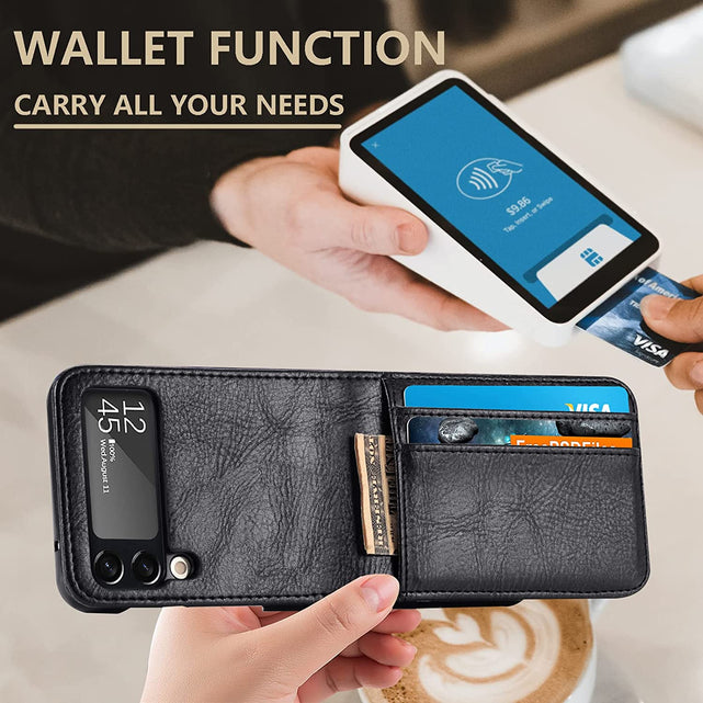 Redpepper Galaxy Z Flip 4 cover portafoglio nero pelle
