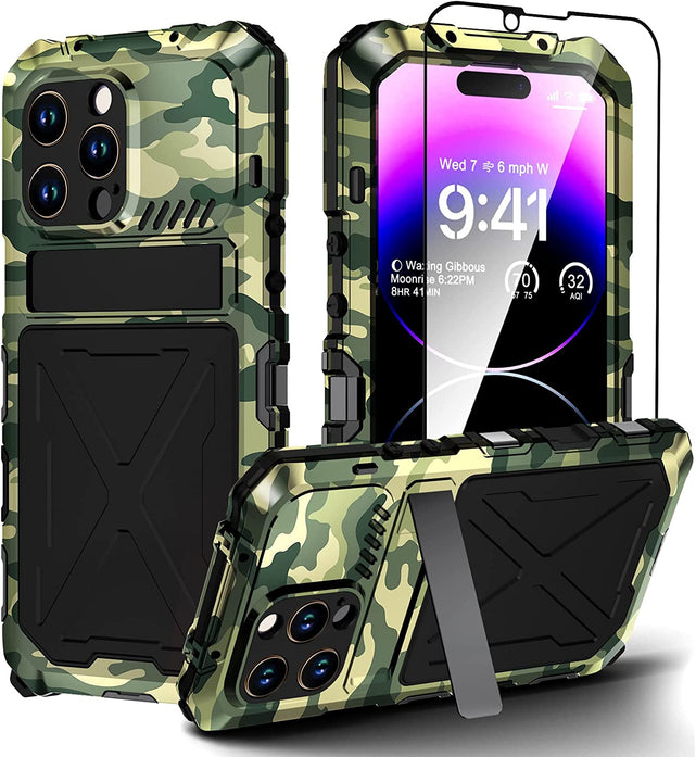 Redpepper iPhone 14 Pro Cover Rugged Metallo Kickstand