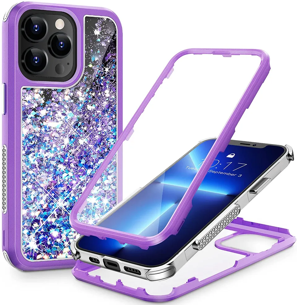 Redpepper iPhone 13 Pro Max Custodia Glitter Liquida 360