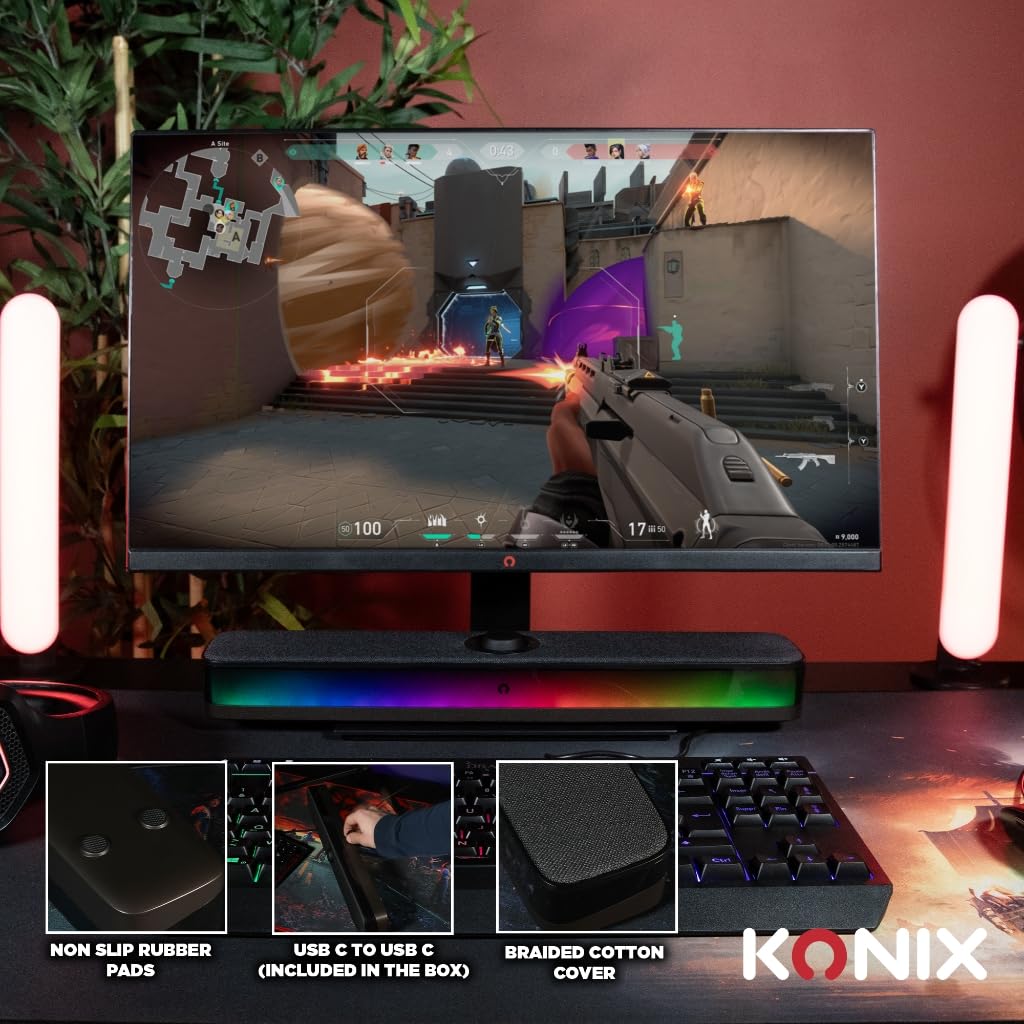 Konix Soundbar gaming Bluetooth RGB nera 2x5W