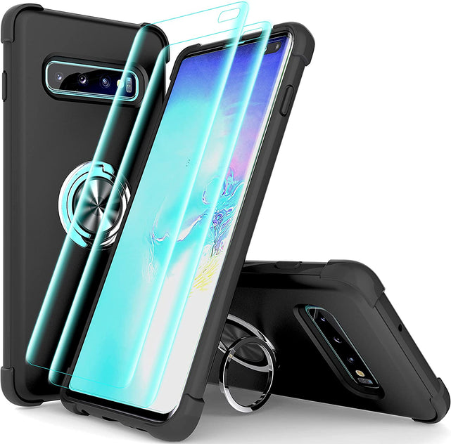 Redpepper Galaxy S10 Plus Cover Rugged Nera Stand + Pellicola