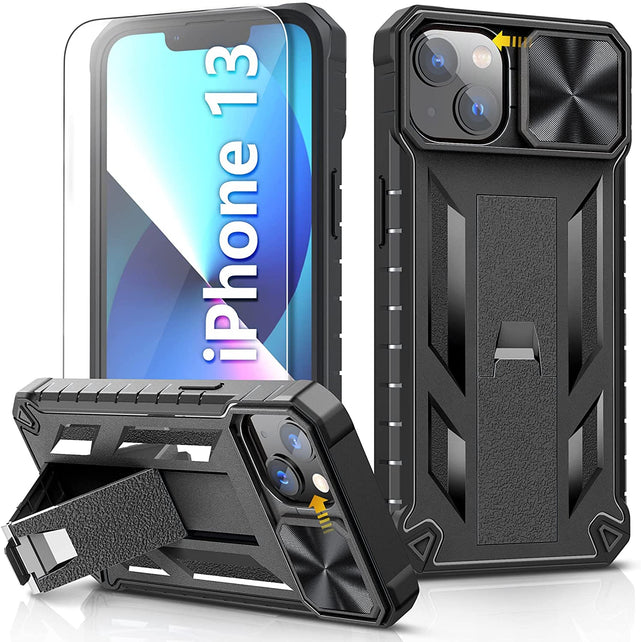 Redpepper iPhone 13 cover rugged nera con vetro e stand