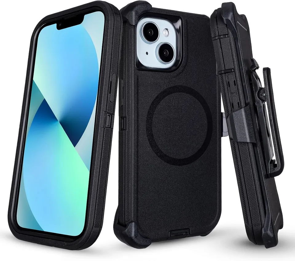 Redpepper iPhone 13 Custodia Rugged Nera con Clip Cintura