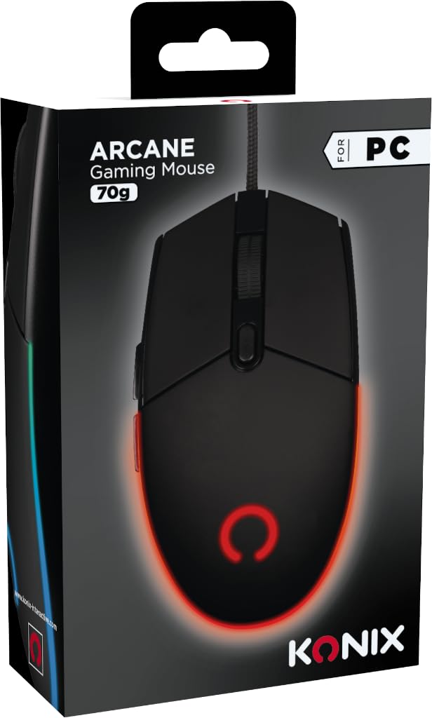 Konix Arcane Mouse Gaming Cavo 70g LED Nero