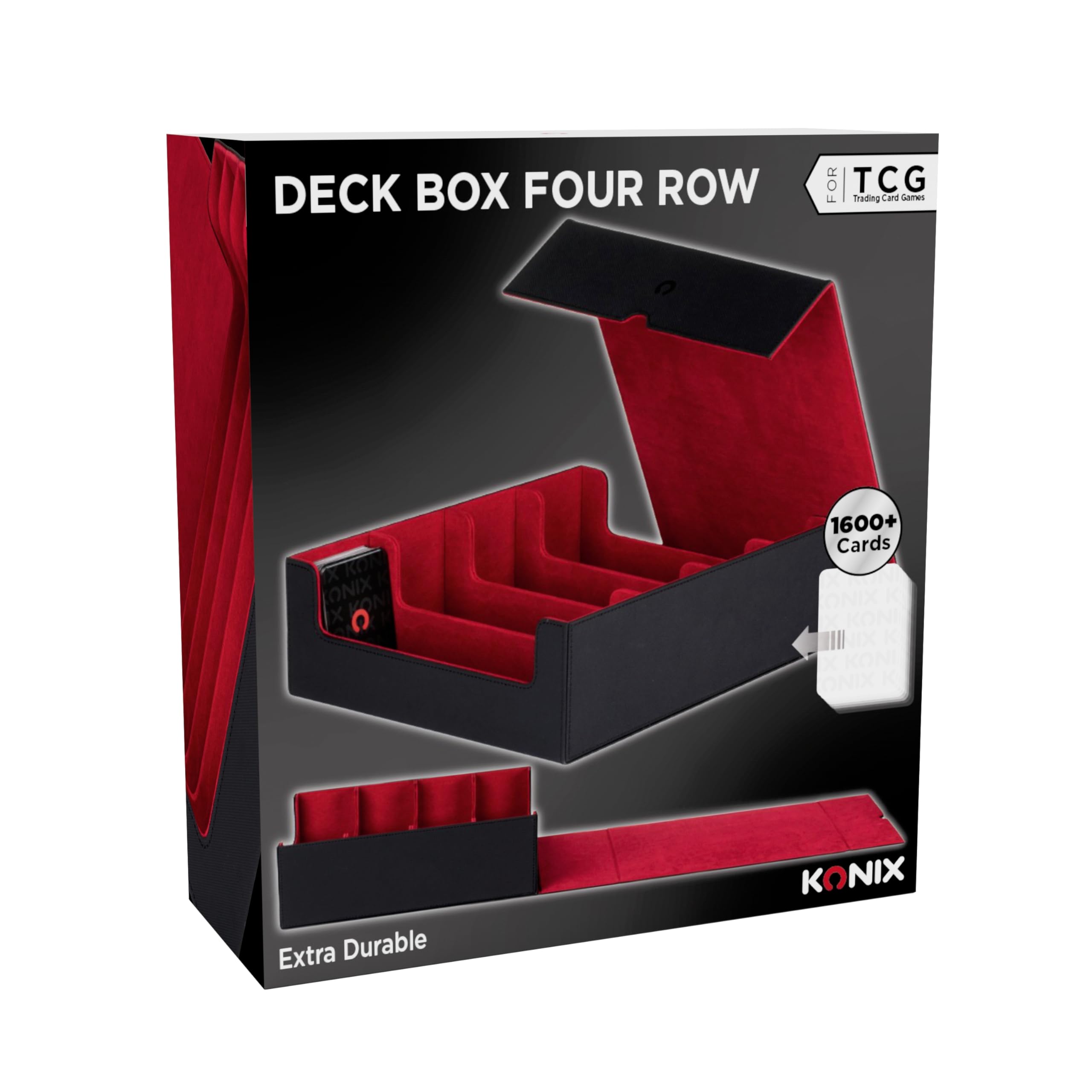Konix Deckbox 4 Scomparti 63x88 mm Nero per Carte TCG