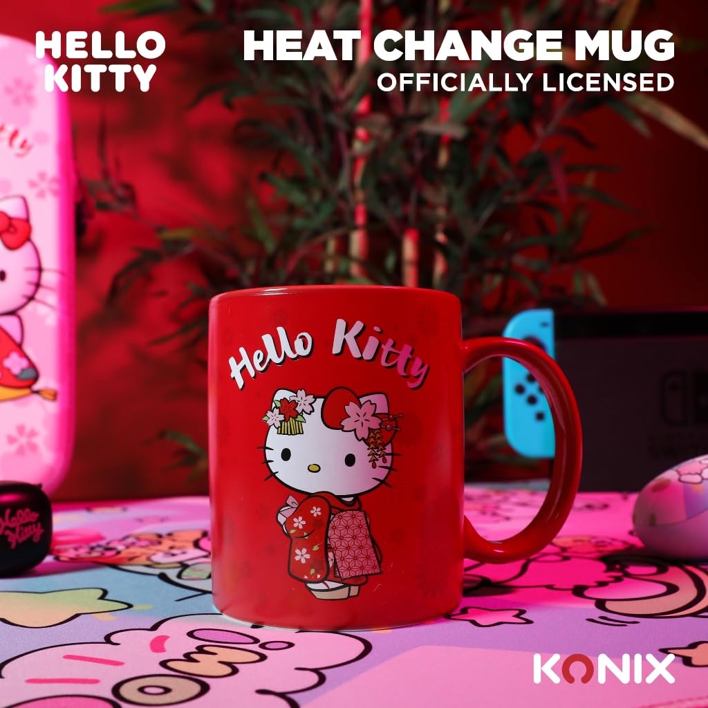 Konix Hello Kitty Tazza Termoreattiva 320 ml Rosso Kimono