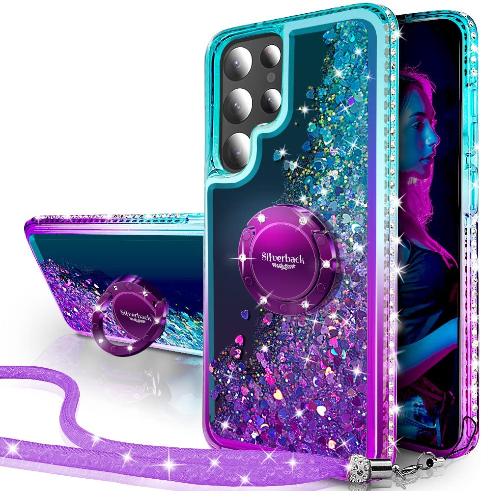 Redpepper Galaxy S22 Ultra cover glitter liquida con anello