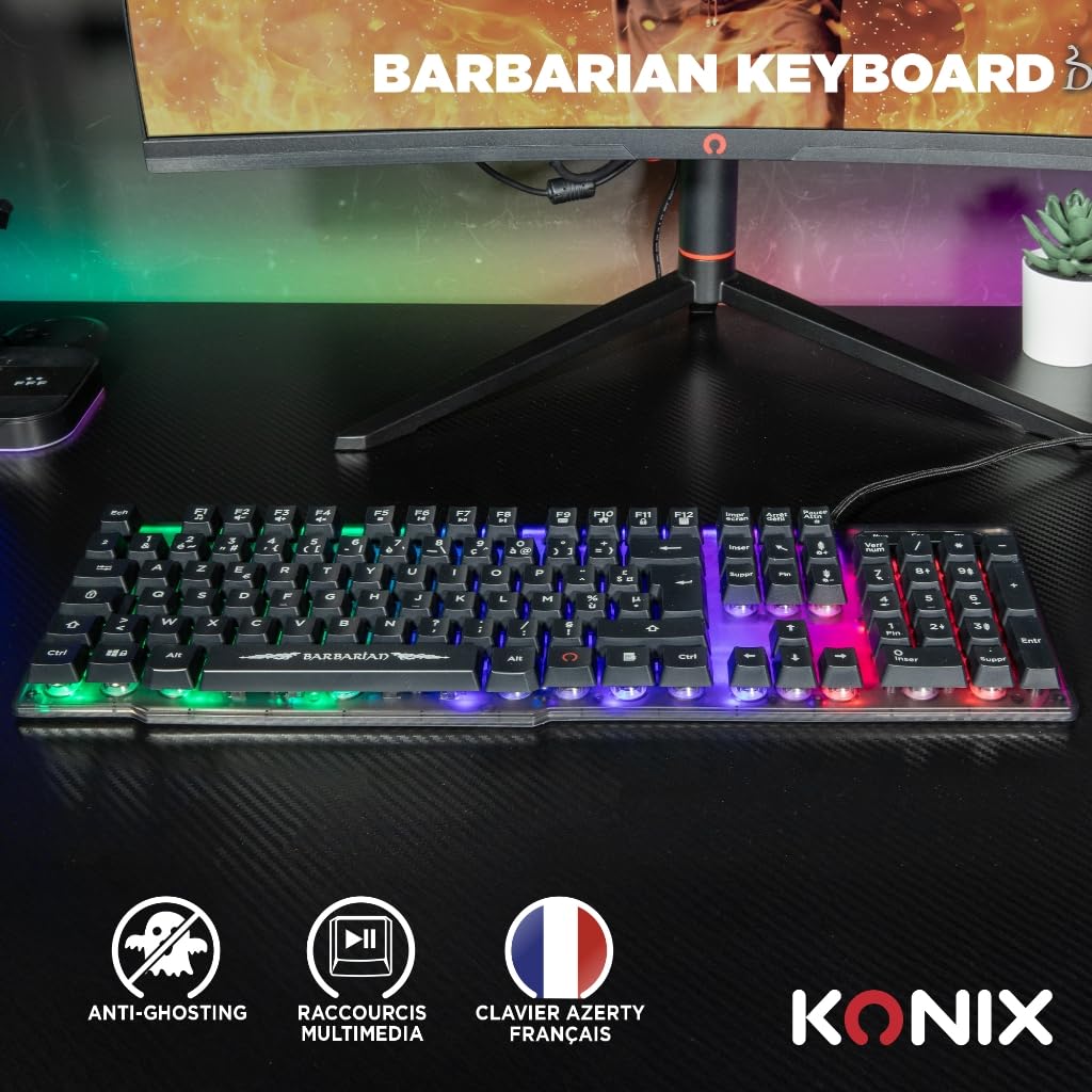 Konix Drakkar Barbarian set gaming PC tastiera AZERTY LED