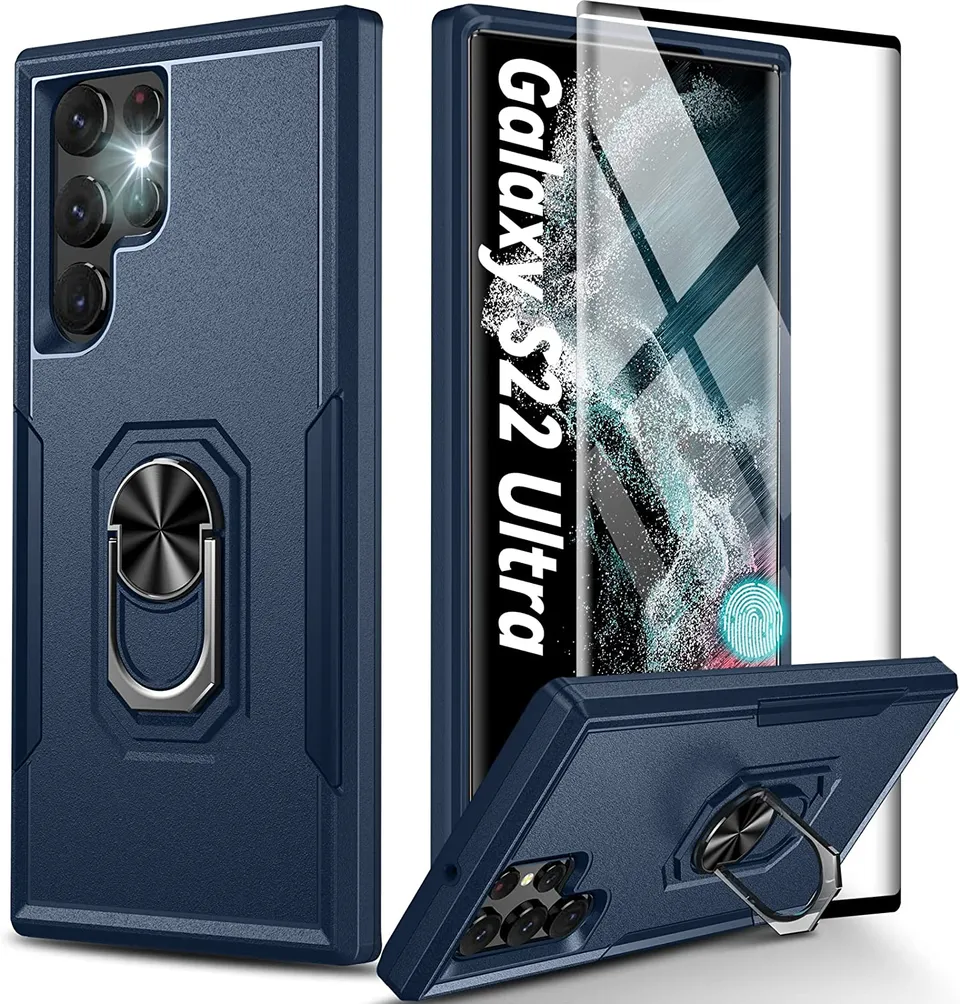 Redpepper Galaxy Cases S22 Ultra cover anello militare vetro