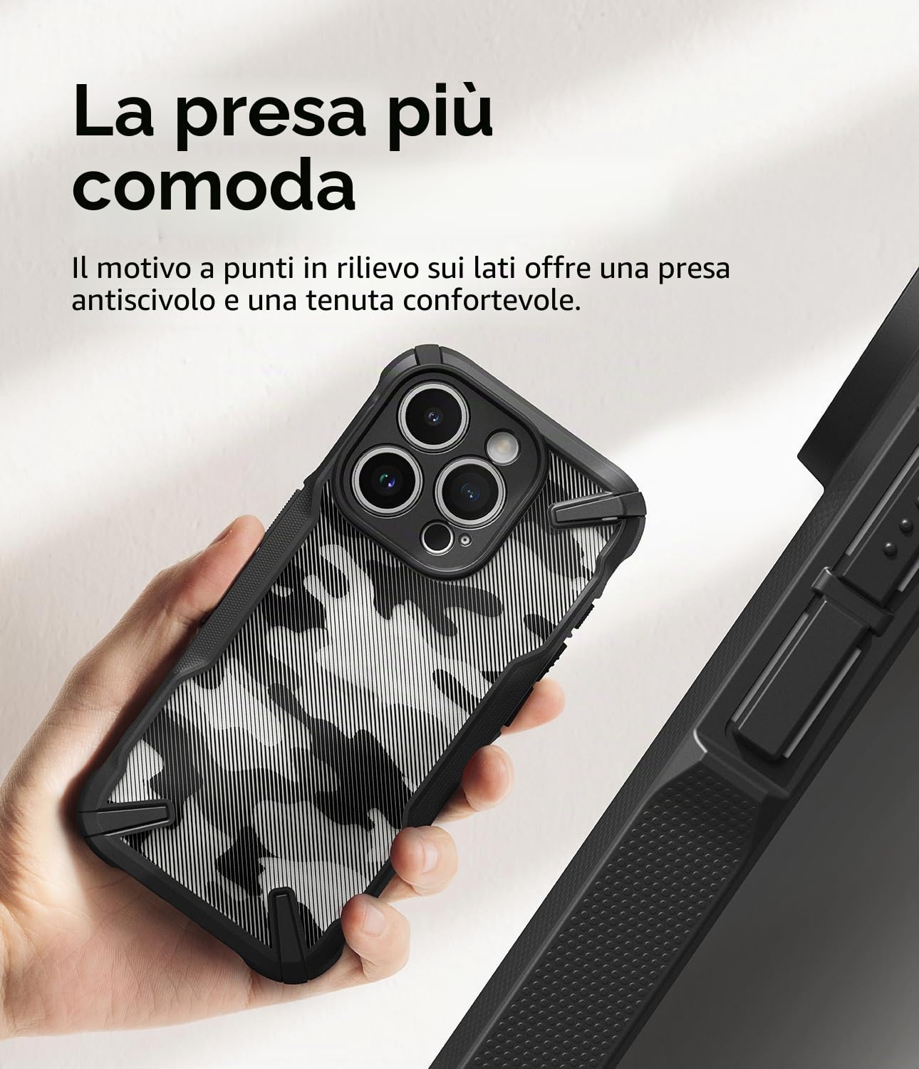 Ringke Fusion-X Cover iPhone 15 Pro Mimetica Camo Black