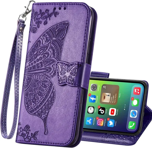 Redpepper iPhone 17 Cover Pelle Flip Porta Carte Cinturino Marrone