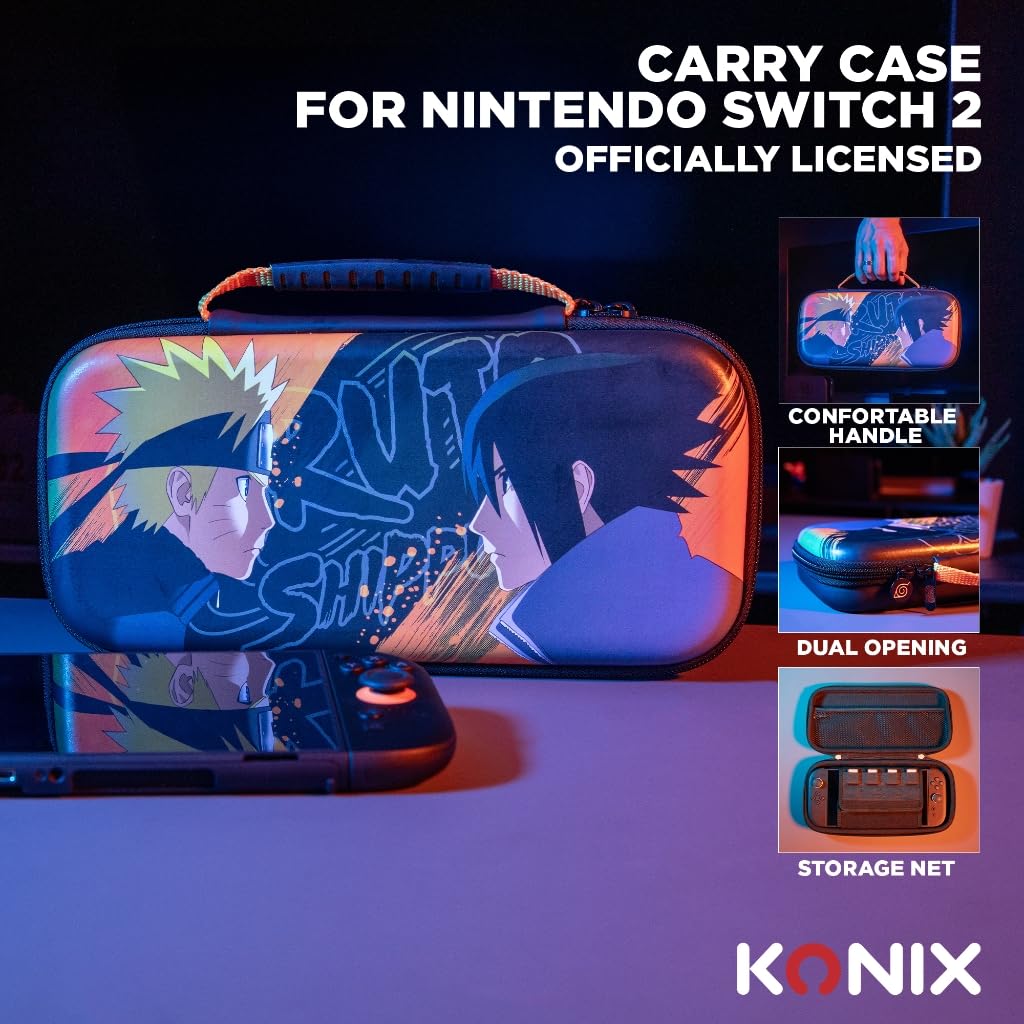 Konix Naruto Shippuden custodia Switch 2 nero arancione 8 giochi