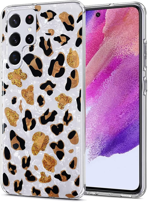 Redpepper Galaxy S22 Ultra Cover Leopard Glitter oro rosa