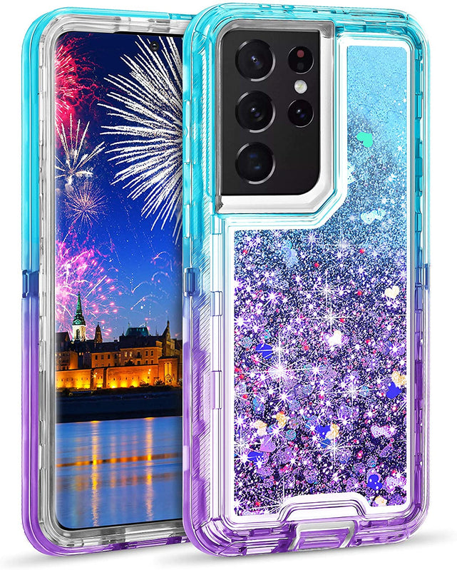 Redpepper S21 Ultra Cover Liquida Glitter Cuori Antiurto
