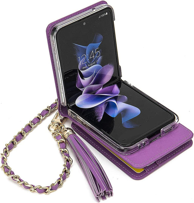 Redpepper Galaxy Z Flip 4 Cover Portafoglio Pelle Viola