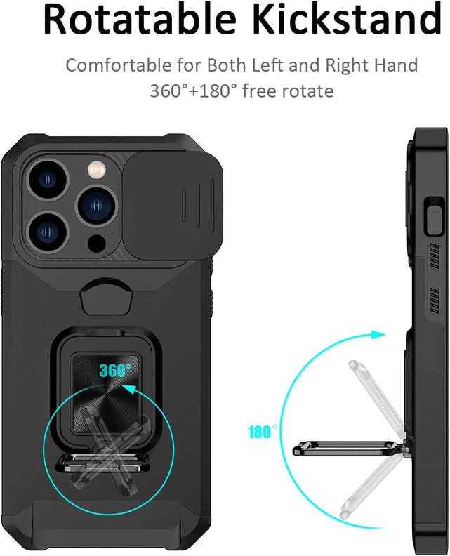 Redpepper iPhone 14 Pro Cover Magnetica con Anello Nera