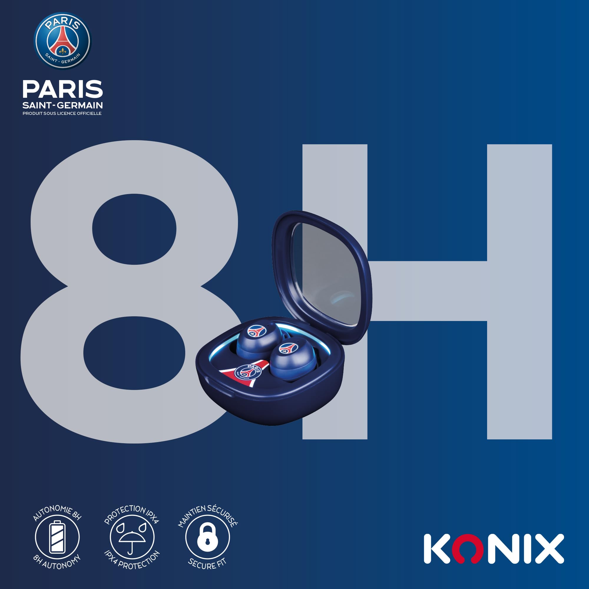 Konix Headsets auricolari bluetooth blu sport IPX4 8+15h