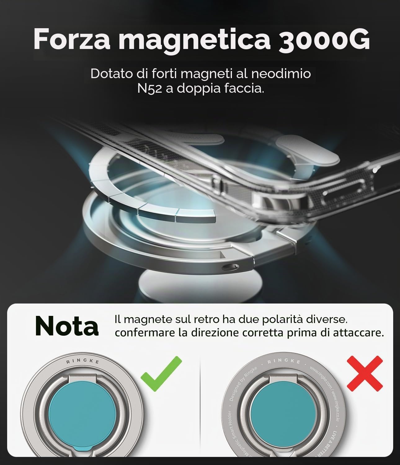Ringke Ring Holder Magnetico Satin Silver Stand Zinco
