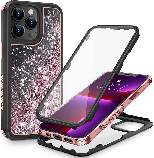 Redpepper iPhone 13 Pro Max Custodia Glitter Liquida 360