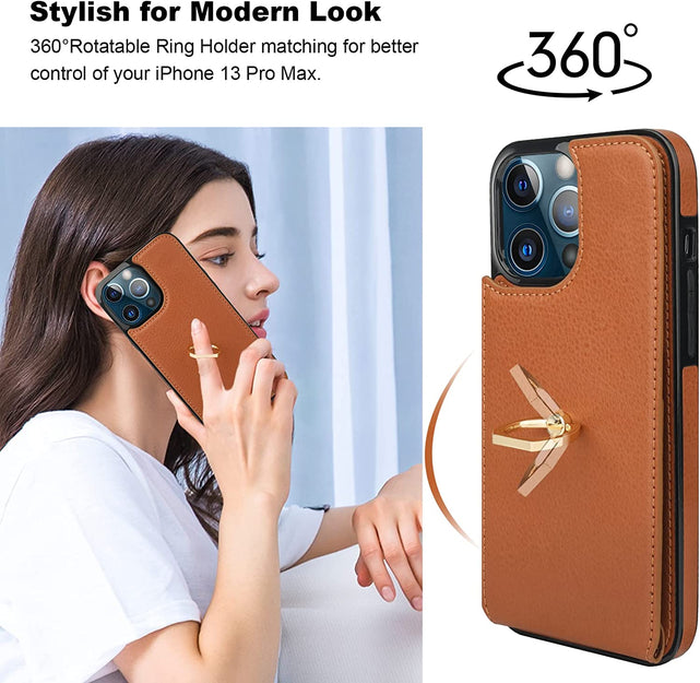 Redpepper iPhone 13 Pro Max Cover Portafoglio Marrone