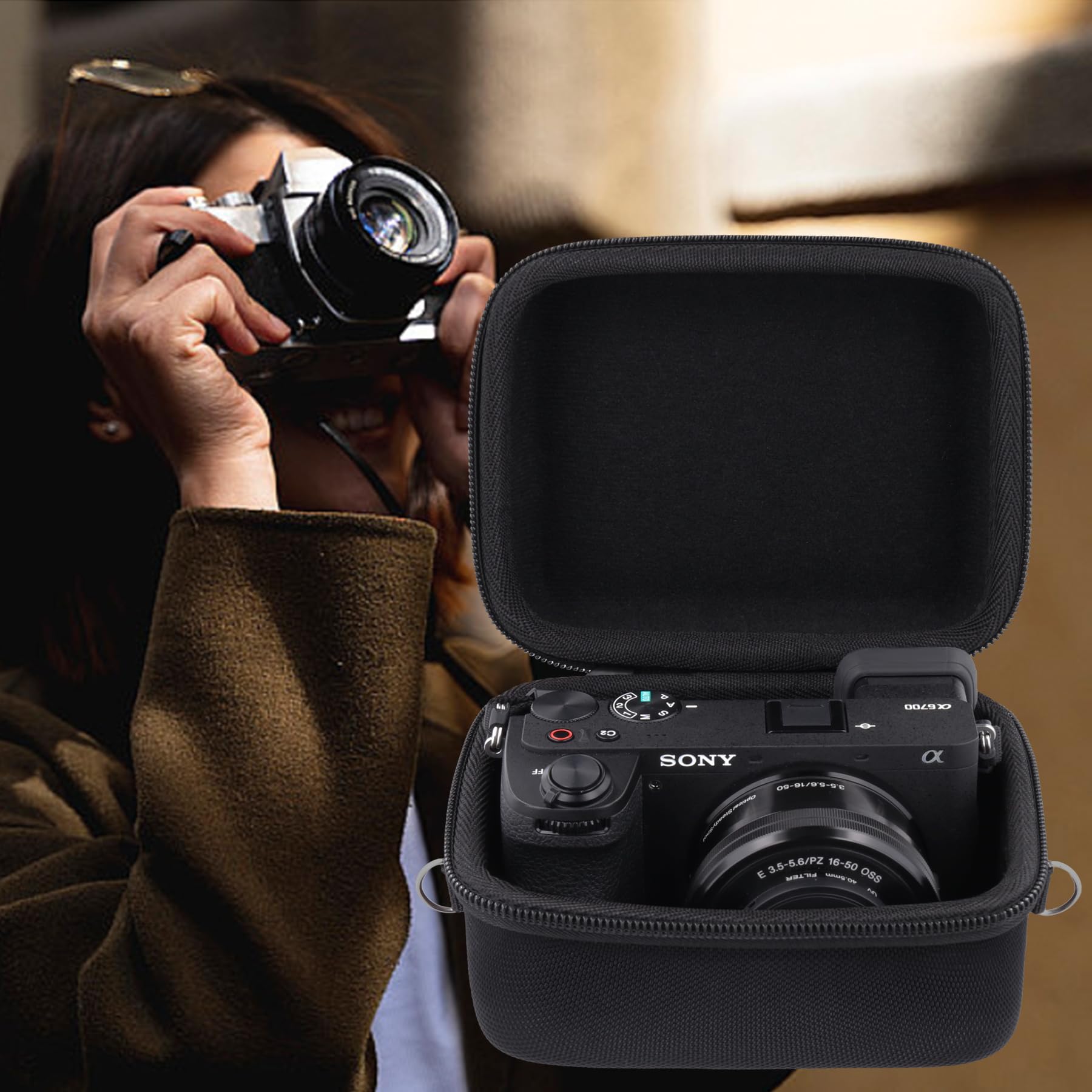 Aenllosi Camera Case Custodia Sony Alpha 16-50mm Nero EVA