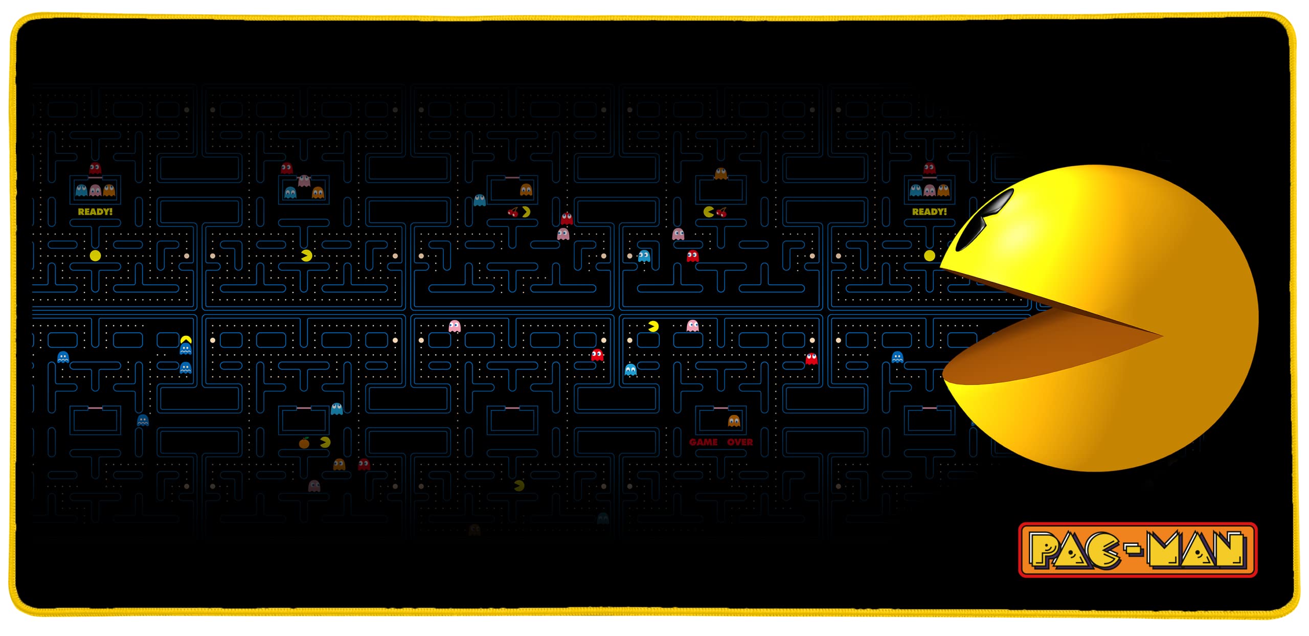 Konix Pac-Man Tappetino Mouse Gaming XXL 90x46 Nero Giallo