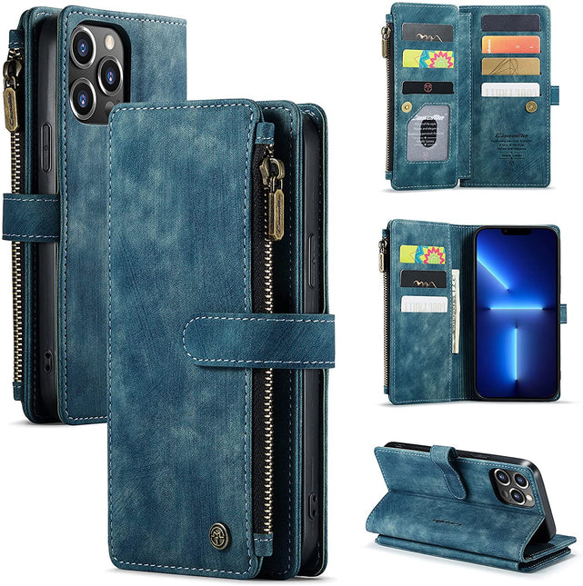 Redpepper iPhone 13 Pro Max Custodia Portafoglio Pelle Nero Zip