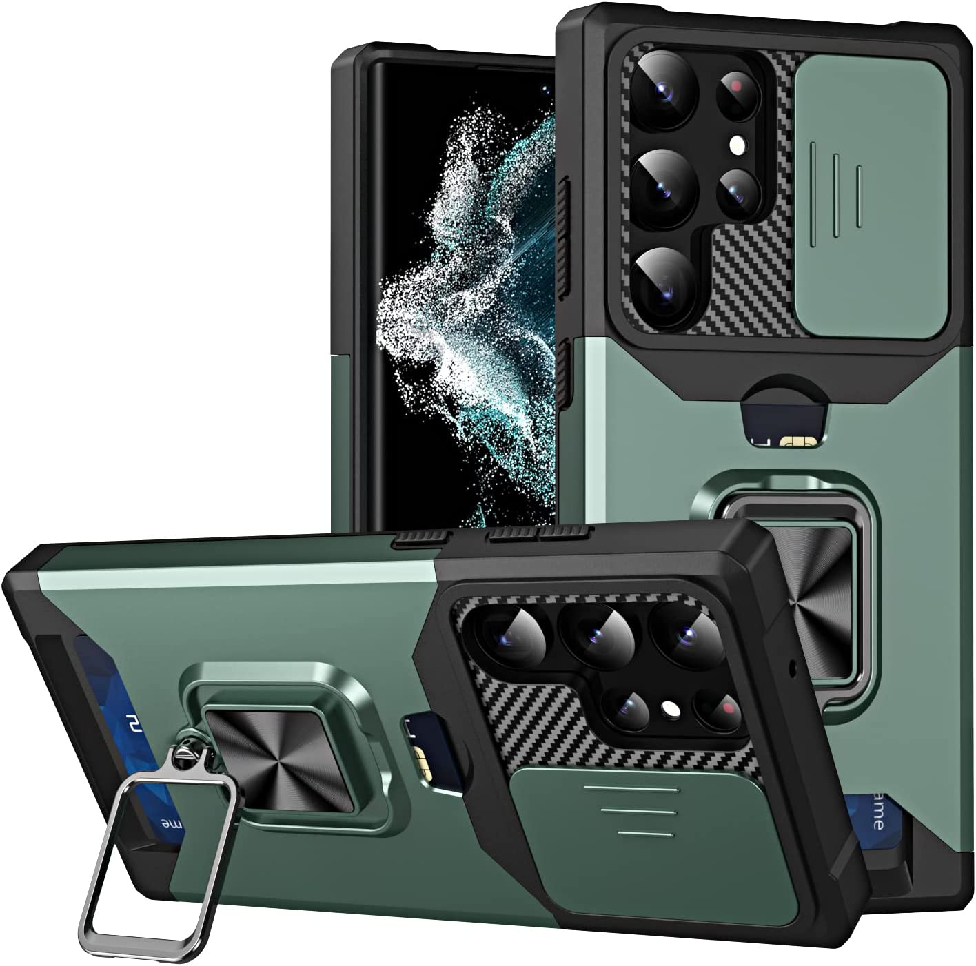 Redpepper Galaxy S23 Plus Custodia Bumper Nera con Anello e Carte