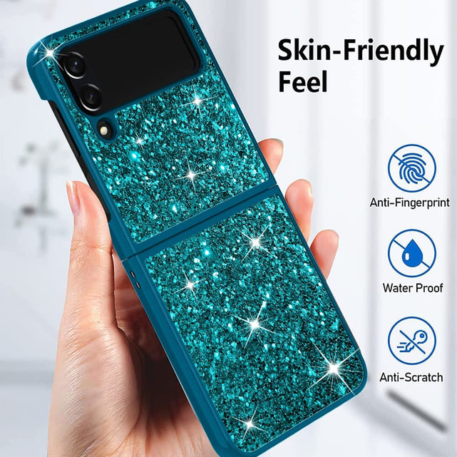 Redpepper Galaxy Z Flip 4 cover glitter blu brillantini donna