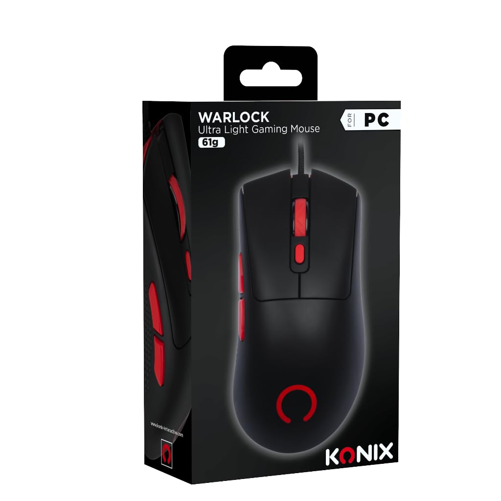 Konix Warlock Mouse Gaming Cavo 61g Nero 6 DPI