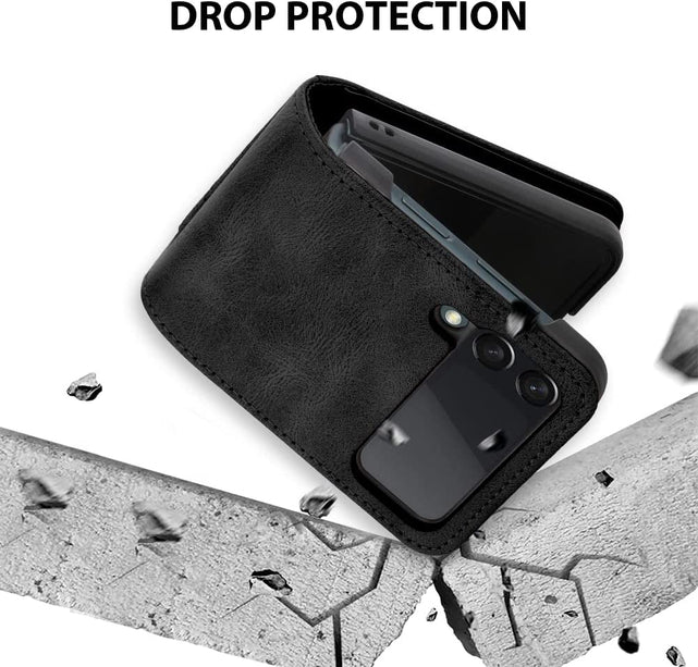 Redpepper Galaxy Z Flip 4 Custodia Portafoglio Pelle Nera 3 Carte