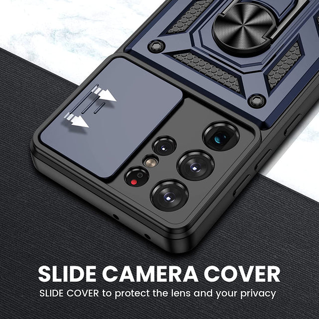 Redpepper Galaxy S21 Ultra cover blu con copri fotocamera e anello