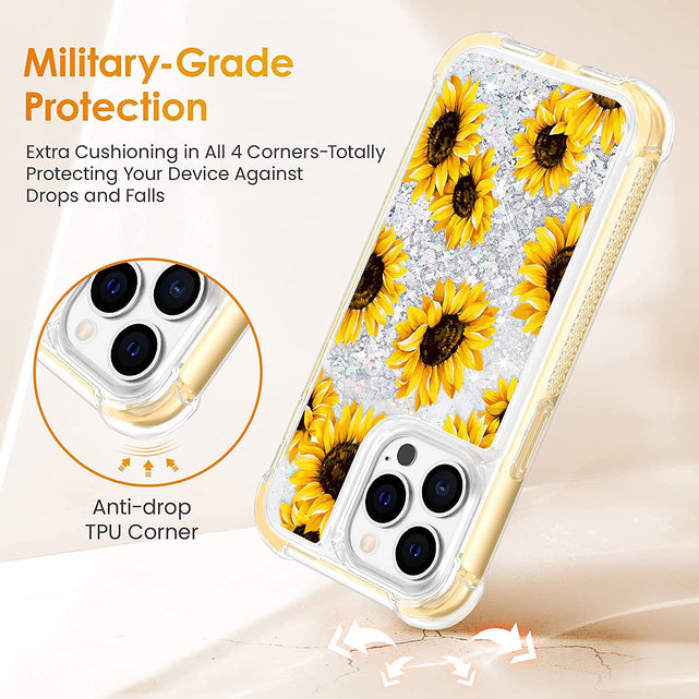 Redpepper 13 Pro Max Cover Glitter Liquida Girasole Trasparente