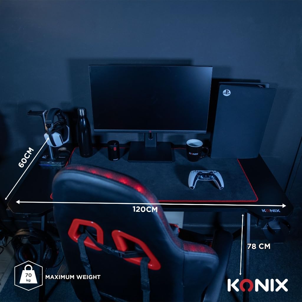 Konix Fenris Scrivania Gaming 120x60 cm Nera a Y