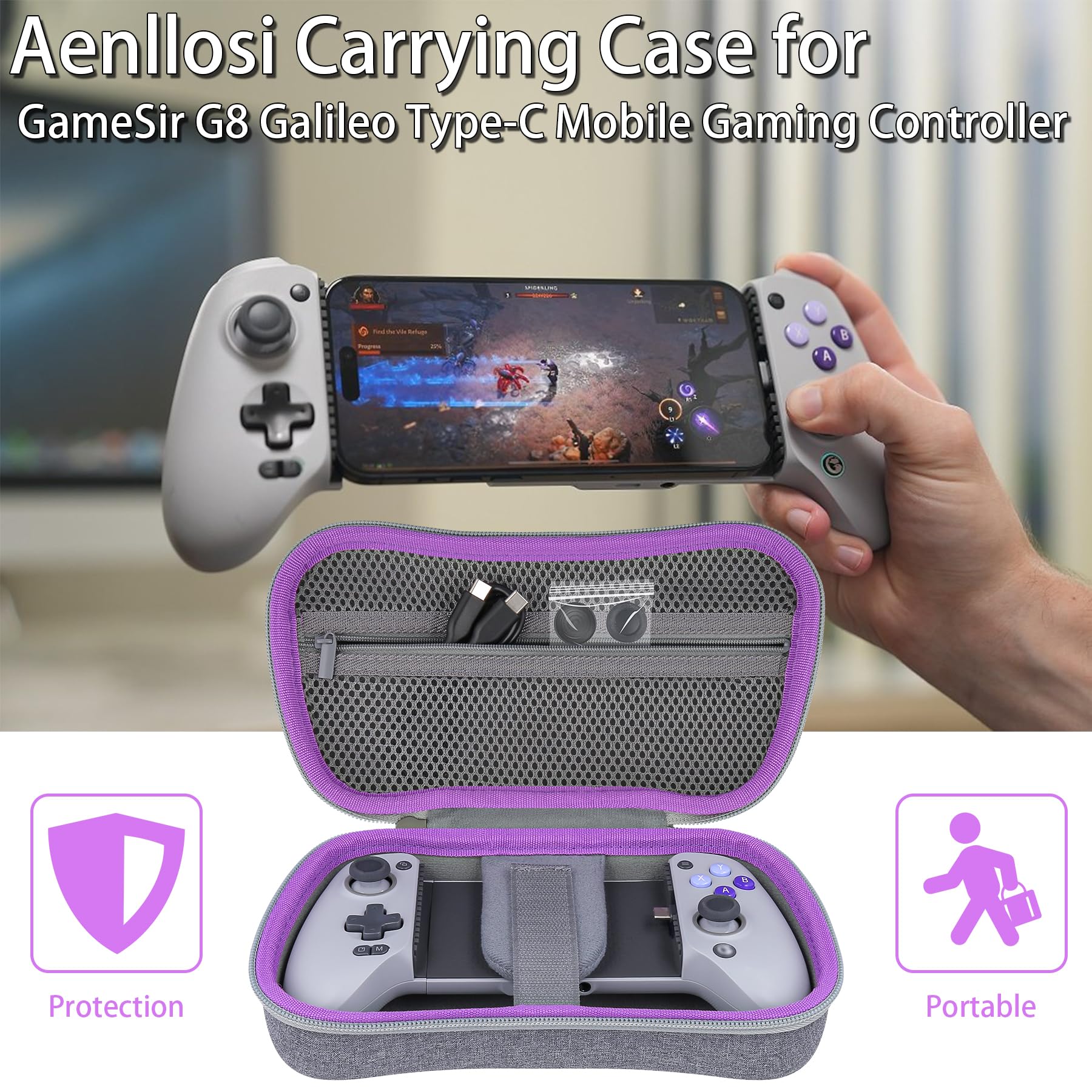 Aenllosi Game Controller Case custodia GameSir G8 Grigio