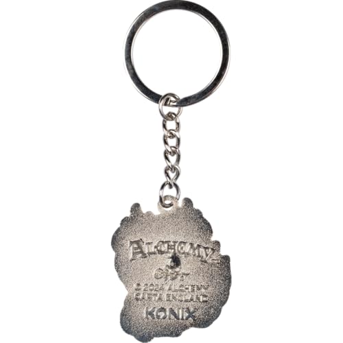 Konix Alchemy portachiavi metallo teschio rosso giallo regalo