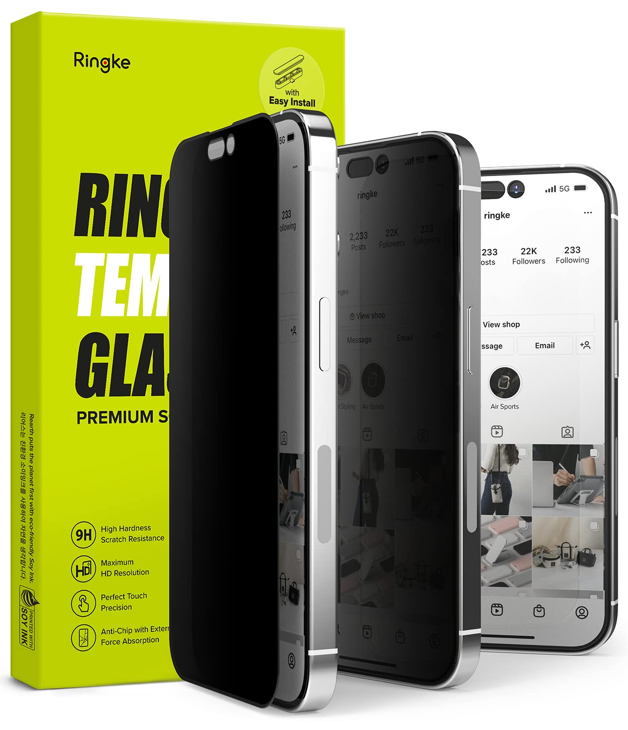 Ringke Privacy Tempered Glass pellicola iPhone 14 Pro anti-spia 9H