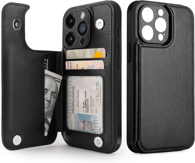 Redpepper iPhone 15 Pro custodia portafoglio pelle nera