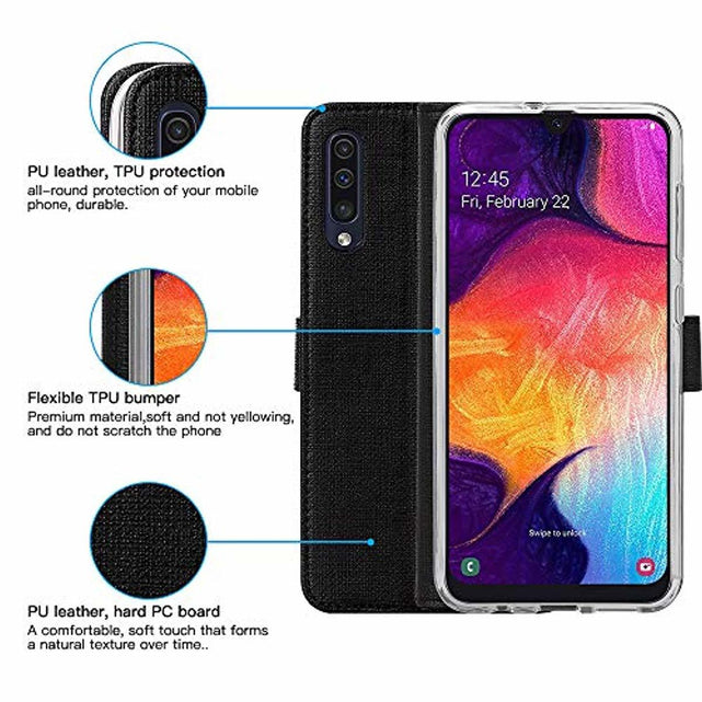 Redpepper Galaxy A70 Custodia Portafoglio Nera con Stand