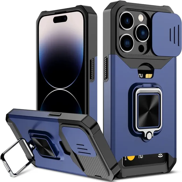 Redpepper iPhone 14 Pro Cover Magnetica con Anello Nera