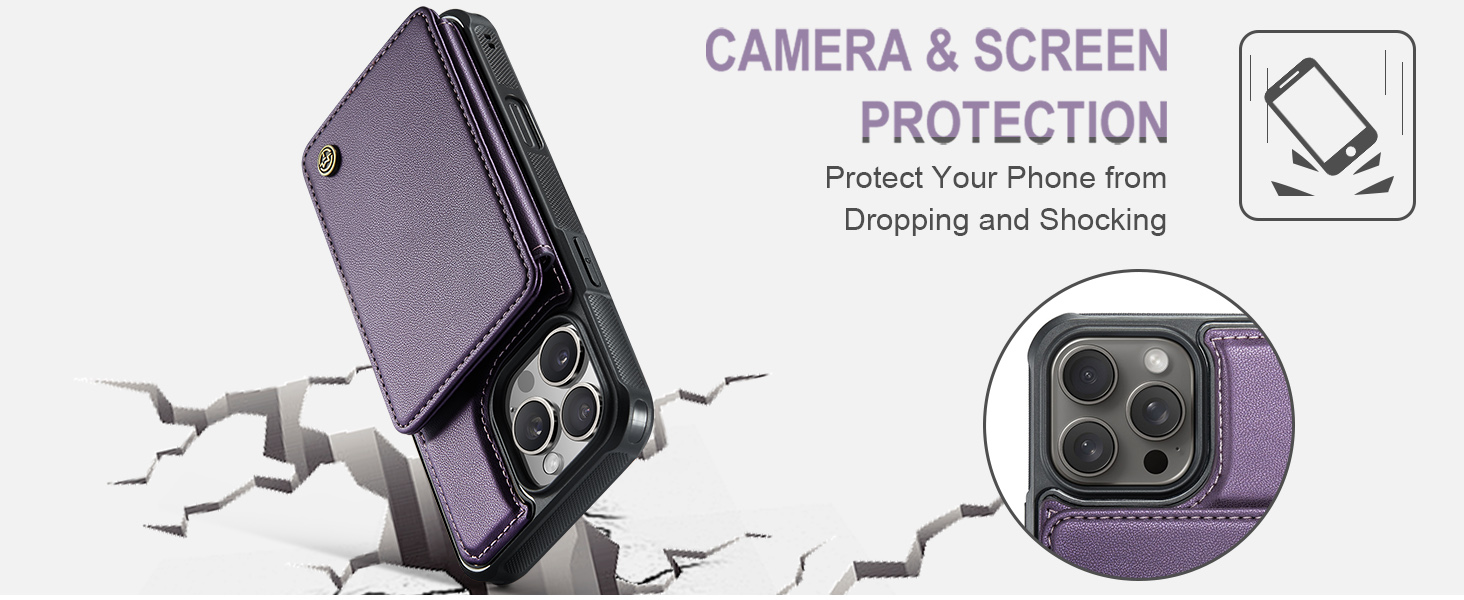 Redpepper iPhone 16 Pro Max Cover Portafoglio Viola Carte RFID