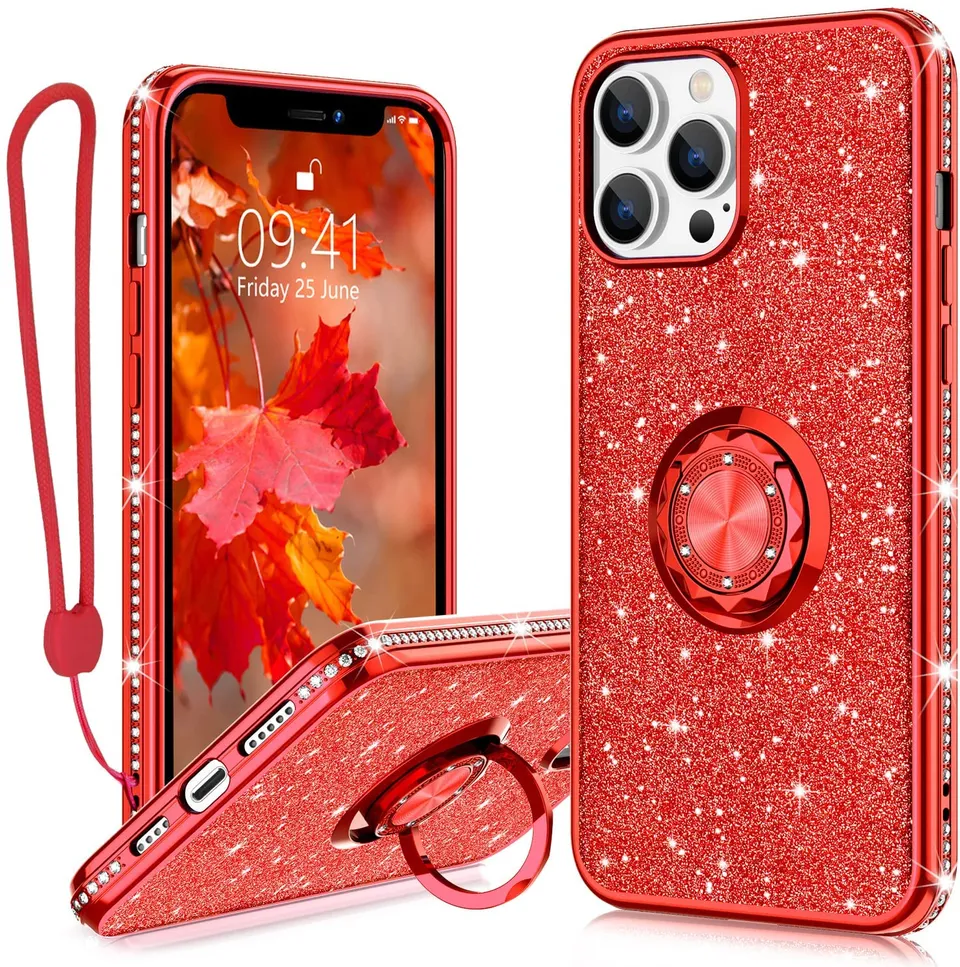 Redpepper Apple Cases iPhone 13 Pro cover glitter con anello