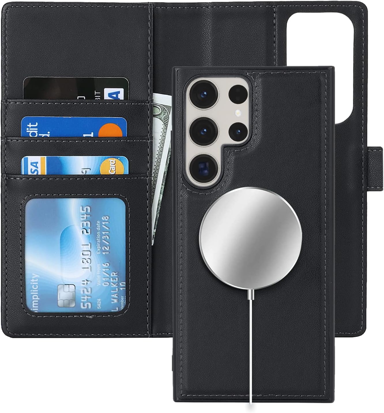 Redpepper S23 Ultra Cover Pelle Nera Magsafe Staccabile