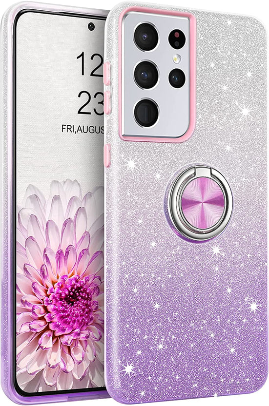 Redpepper Galaxy Cases S21 Ultra cover glitter nera anello stand
