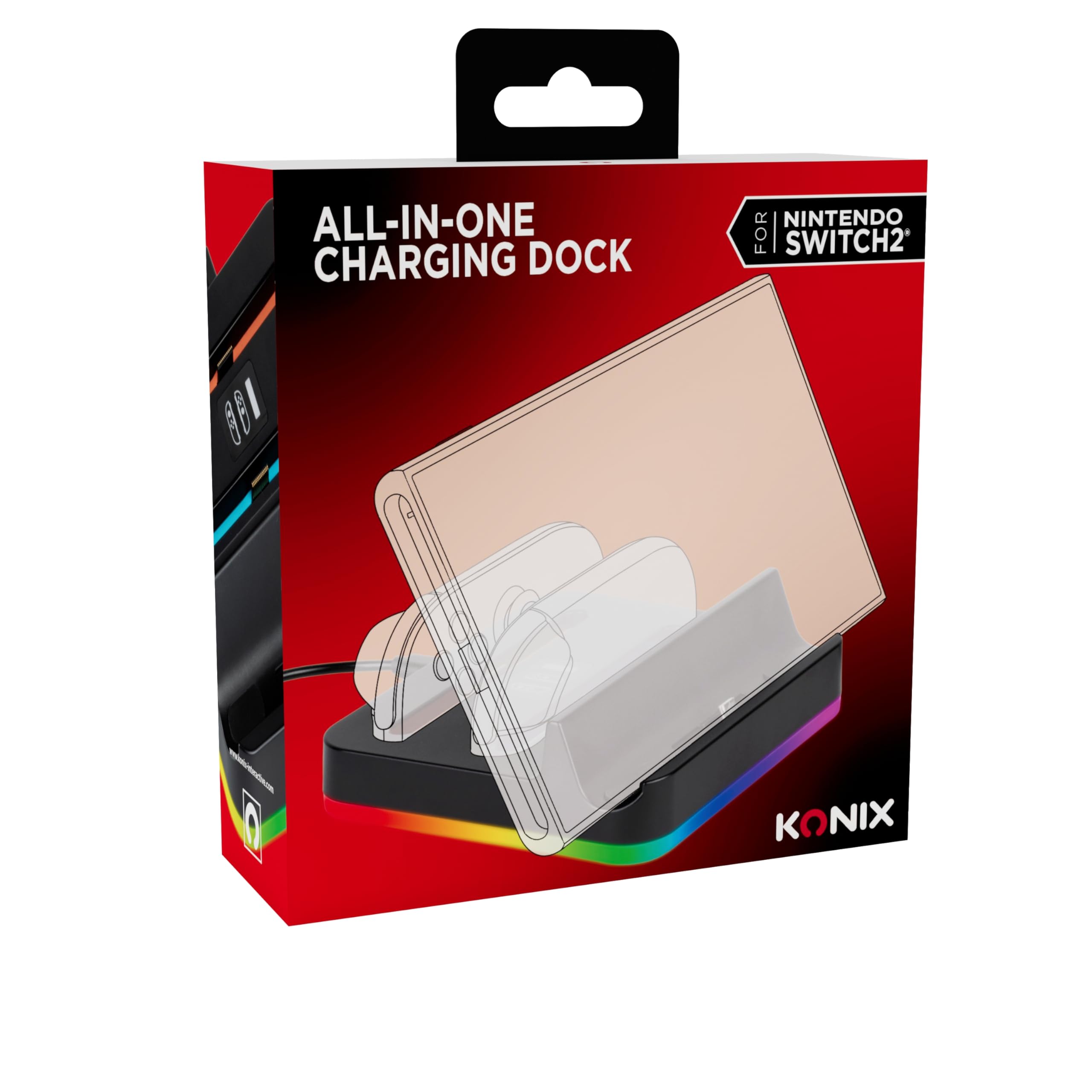 Konix Stazione Ricarica Dock Switch 2 Portal RGB Nero 3 Ore