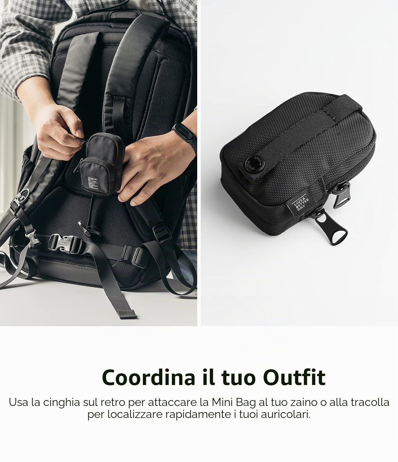 Ringke Mini Pouch Two Pocket Pochette Nylon Black AirPods